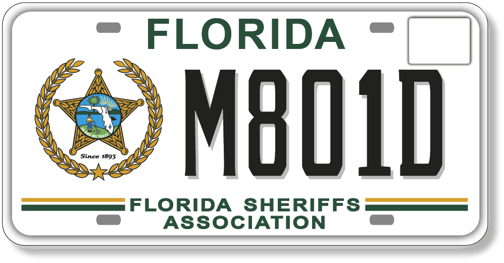 Graphic of a Florida Sheriffs Association Specialty license plate