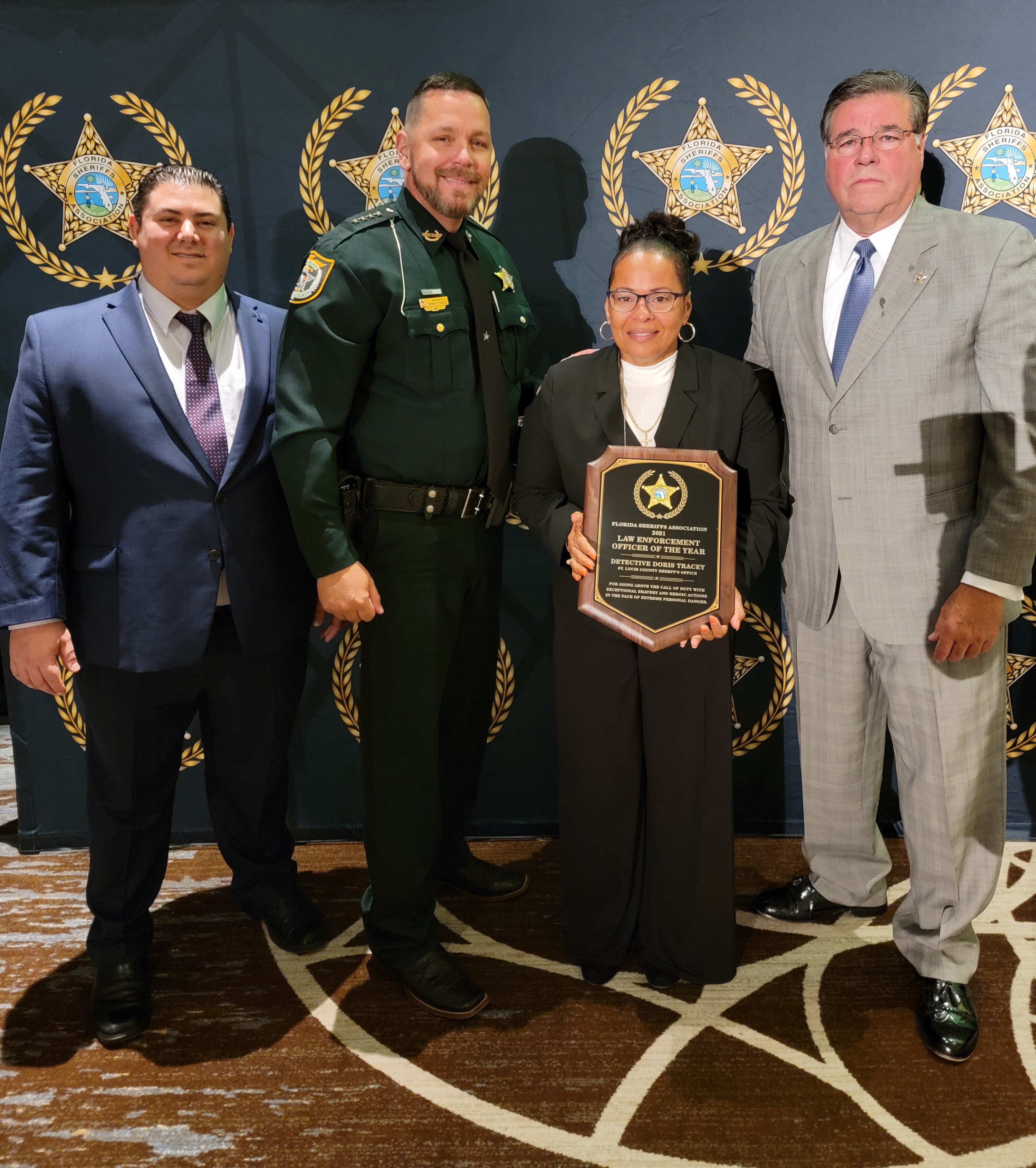 SaferWatch President Geno Roefaro, Gilchrist County Sheriff Bobby Schultz, Detective Doris Tracey of the St. Lucie County Sheriff’s Office, St. Lucie County Sheriff Ken Mascara
