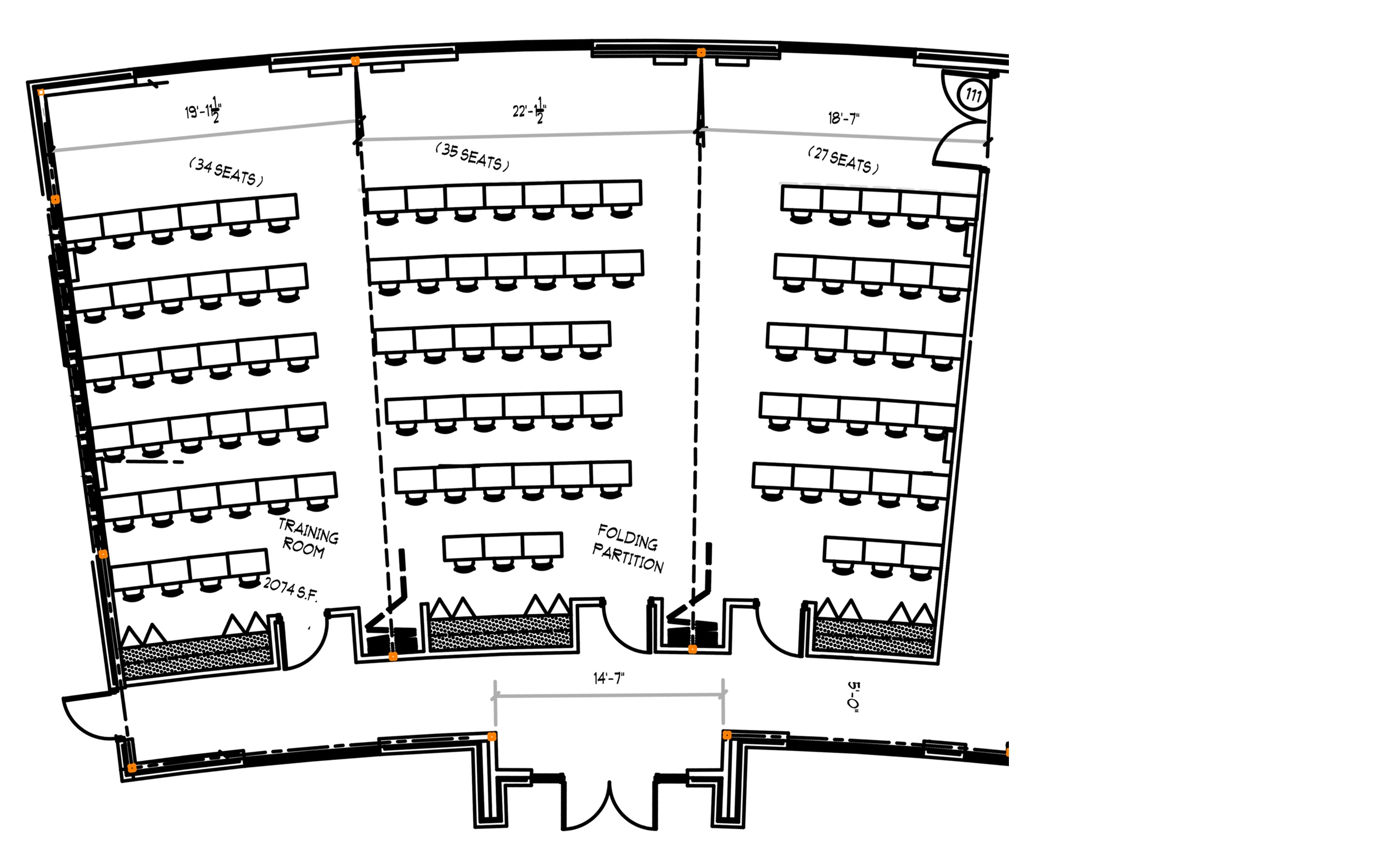 Line-drawing of FSA Training Center floor plan